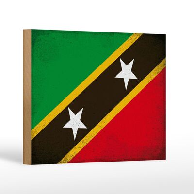 Holzschild Flagge St. Kitts und Nevis 18x12cm Flag Vintage Dekoration