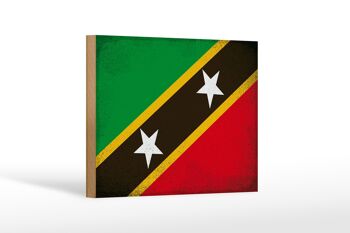 Panneau en bois drapeau St. Drapeau Kitts et Nevis 18x12cm, décoration Vintage 1