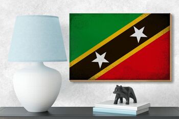 Panneau en bois drapeau St. Drapeau Kitts et Nevis 18x12cm, décoration Vintage 3