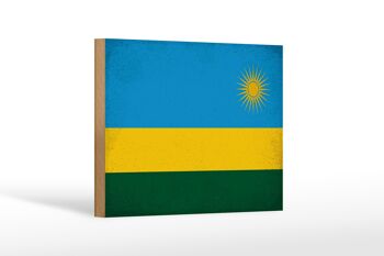 Panneau en bois drapeau Rwanda 18x12 cm Drapeau du Rwanda décoration vintage 1