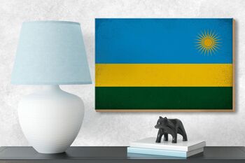 Panneau en bois drapeau Rwanda 18x12 cm Drapeau du Rwanda décoration vintage 3