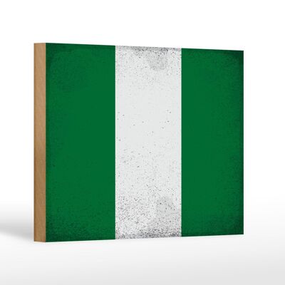 Holzschild Flagge Nigeria 18x12 cm Flag of Nigeria Vintage Dekoration