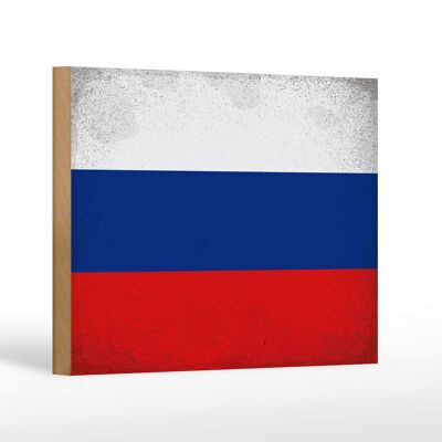 Cartello in legno bandiera Russia 18x12 cm Bandiera della Russia decorazione vintage