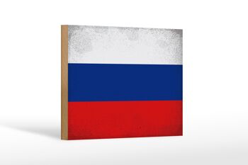 Panneau en bois drapeau Russie 18x12 cm Drapeau de la Russie décoration vintage 1