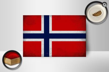 Panneau en bois drapeau Norvège 18x12 cm Drapeau Norvège décoration vintage 2