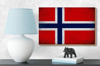 Panneau en bois drapeau Norvège 18x12 cm Drapeau Norvège décoration vintage 3