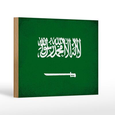 Holzschild Flagge Saudi-Arabien 18x12 cm Arabia Vintage Dekoration