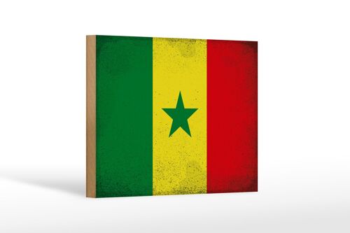 Holzschild Flagge Senegal 18x12 cm Flag of Senegal Vintage Dekoration