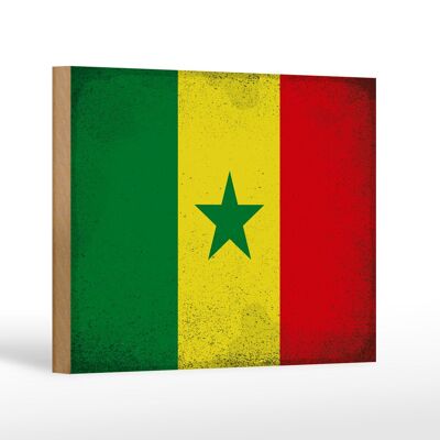 Cartello in legno bandiera Senegal 18x12 cm Bandiera del Senegal decorazione vintage