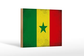 Panneau en bois drapeau Sénégal 18x12 cm Drapeau du Sénégal décoration vintage 1