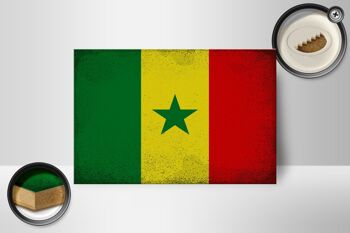 Panneau en bois drapeau Sénégal 18x12 cm Drapeau du Sénégal décoration vintage 2