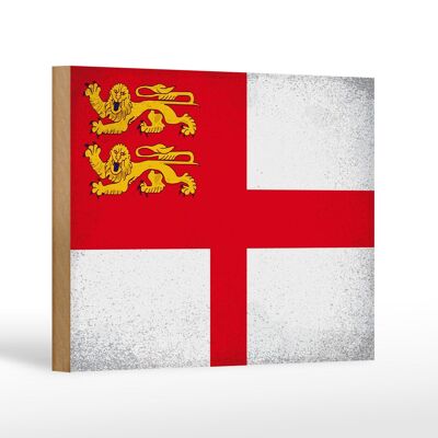 Holzschild Flagge Sark 18x12 cm Flag of Sark Vintage Dekoration