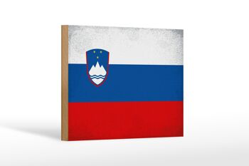 Panneau en bois drapeau Slovénie 18x12 cm Drapeau Slovénie décoration vintage 1
