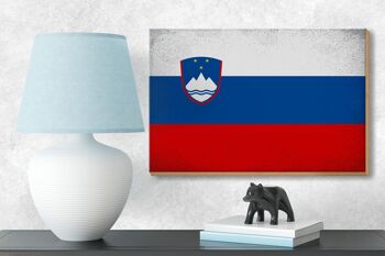 Panneau en bois drapeau Slovénie 18x12 cm Drapeau Slovénie décoration vintage 3