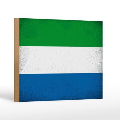 Holzschild Flagge Sierra Leone 18x12cm Flag Vintage Dekoration