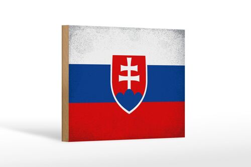 Holzschild Flagge Slowakei 18x12 cm Flag Slovakia Vintage Dekoration