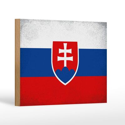 Letrero de madera bandera Eslovaquia 18x12 cm Bandera Eslovaquia decoración vintage