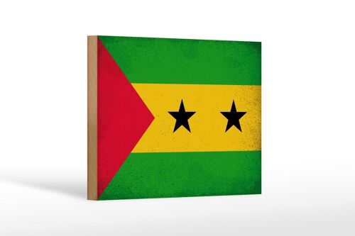 Holzschild Flagge São Tomé und Príncipe 18x12 cm Vintage Dekoration