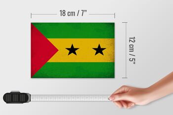 Panneau en bois drapeau São Tomé et Príncipe 18x12 cm décoration vintage 4