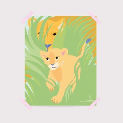 Poster for nursery: Lions. Artist: Alice RICARD 20x25
