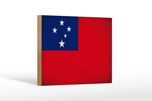 Holzschild Flagge Samoa 18x12 cm Flag of Samoa Vintage Dekoration