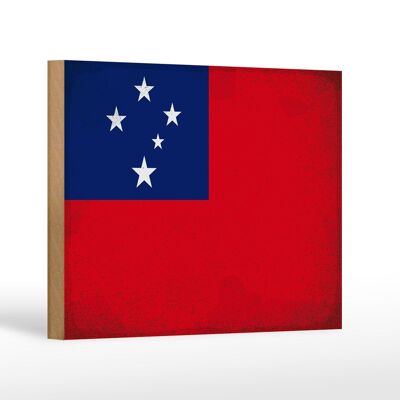 Holzschild Flagge Samoa 18x12 cm Flag of Samoa Vintage Dekoration