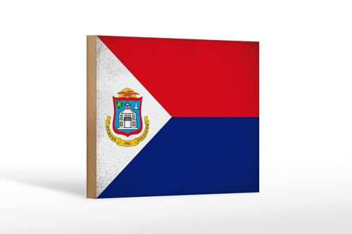 Holzschild Flagge Sint Maarten 18x12cm Flag Vintage Dekoration
