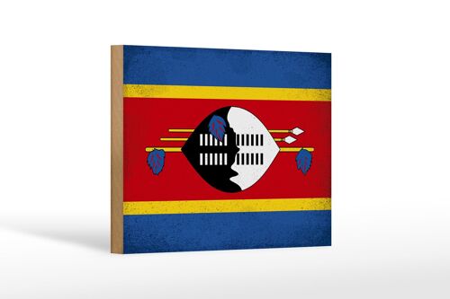 Holzschild Flagge Swasiland 18x12 cm Flag Eswatini Vintage Dekoration