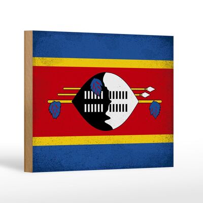Cartello in legno bandiera Swaziland 18x12 cm Bandiera Eswatini decorazione vintage