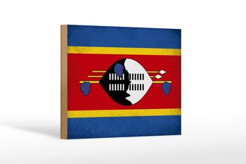 Drapeau en bois Swaziland 18x12 cm, drapeau Eswatini, décoration vintage 1