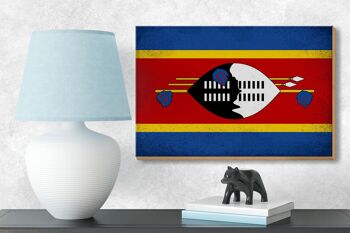 Drapeau en bois Swaziland 18x12 cm, drapeau Eswatini, décoration vintage 3