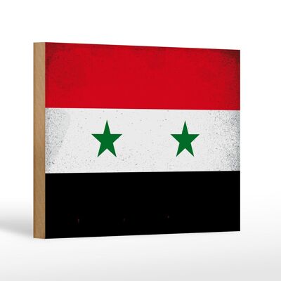 Cartello in legno bandiera Siria 18x12 cm Bandiera della Siria decorazione vintage