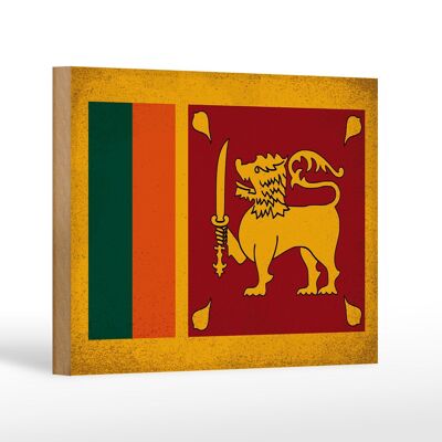 Holzschild Flagge Sri Lanka 18x12cm Flag Sri Lanka Vintage Dekoration