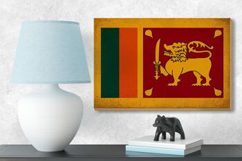 Drapeau panneau en bois Sri Lanka 18x12cm Drapeau Sri Lanka décoration vintage 3