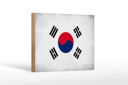 Holzschild Flagge Südkorea 18x12 cm South Korea Vintage Dekoration
