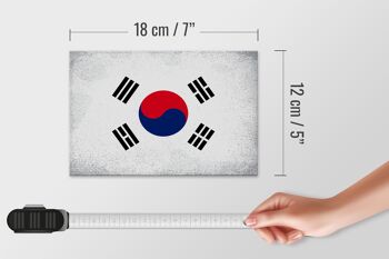 Panneau en bois drapeau Corée du Sud 18x12 cm décoration vintage Corée du Sud 4