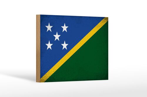 Holzschild Flagge Salomonen 18x12cm Solomon Islands Vintag Dekoration
