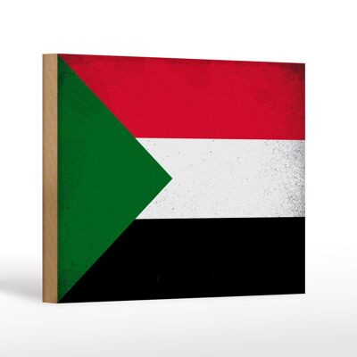Letrero de madera bandera Sudán 18x12 cm Bandera de Sudán decoración vintage