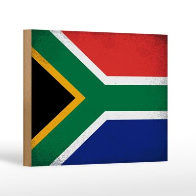 Cartello in legno bandiera Sud Africa 18x12 cm Decorazione vintage Sud Africa