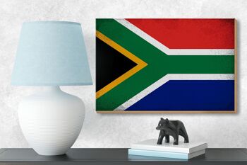 Panneau en bois drapeau Afrique du Sud 18x12 cm décoration vintage Afrique du Sud 3