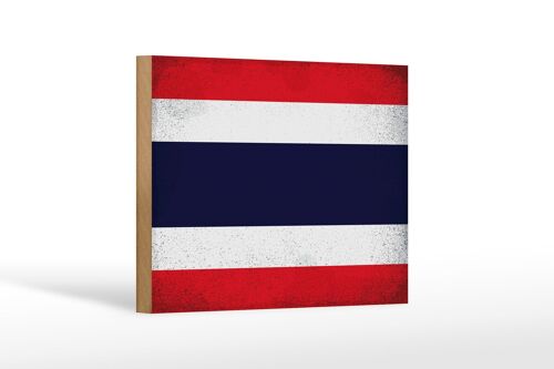 Holzschild Flagge Thailand 18x12 cm Flag Thailand Vintage Dekoration
