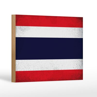 Cartello in legno bandiera Thailandia 18x12 cm Bandiera Thailandia decorazione vintage