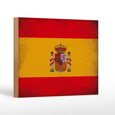 Holzschild Flagge Spanien 18x12 cm Flag of Spain Vintage Dekoration