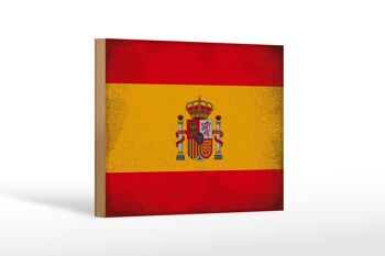 Panneau en bois drapeau Espagne 18x12 cm Drapeau de l'Espagne décoration vintage 1