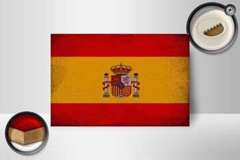 Panneau en bois drapeau Espagne 18x12 cm Drapeau de l'Espagne décoration vintage 2