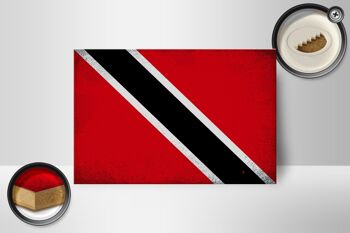 Drapeau panneau en bois Trinité-et-Tobago 18x12cm, décoration vintage 2