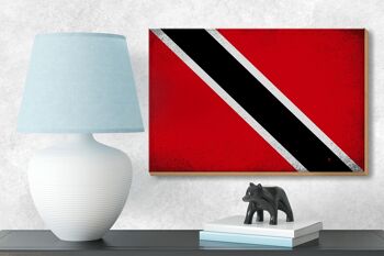 Drapeau panneau en bois Trinité-et-Tobago 18x12cm, décoration vintage 3