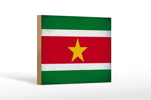 Holzschild Flagge Suriname 18x12 cm Flag Suriname Vintage Dekoration