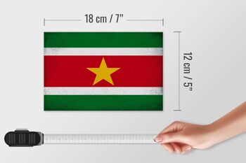 Panneau en bois drapeau Suriname 18x12 cm Drapeau Suriname décoration vintage 4