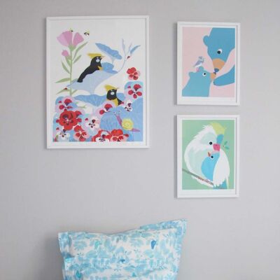 Affiche pour chambre d'enfant : Oiseaux. Artiste: Alice RICARD 30x40